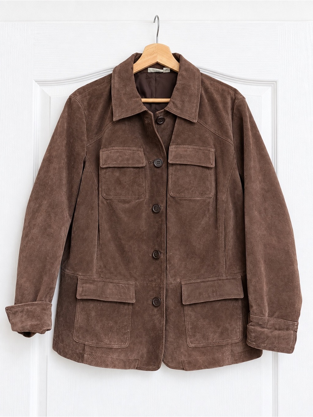 St. John’s Bay Brown Suede Leather Safari Utility Jacket Women’s